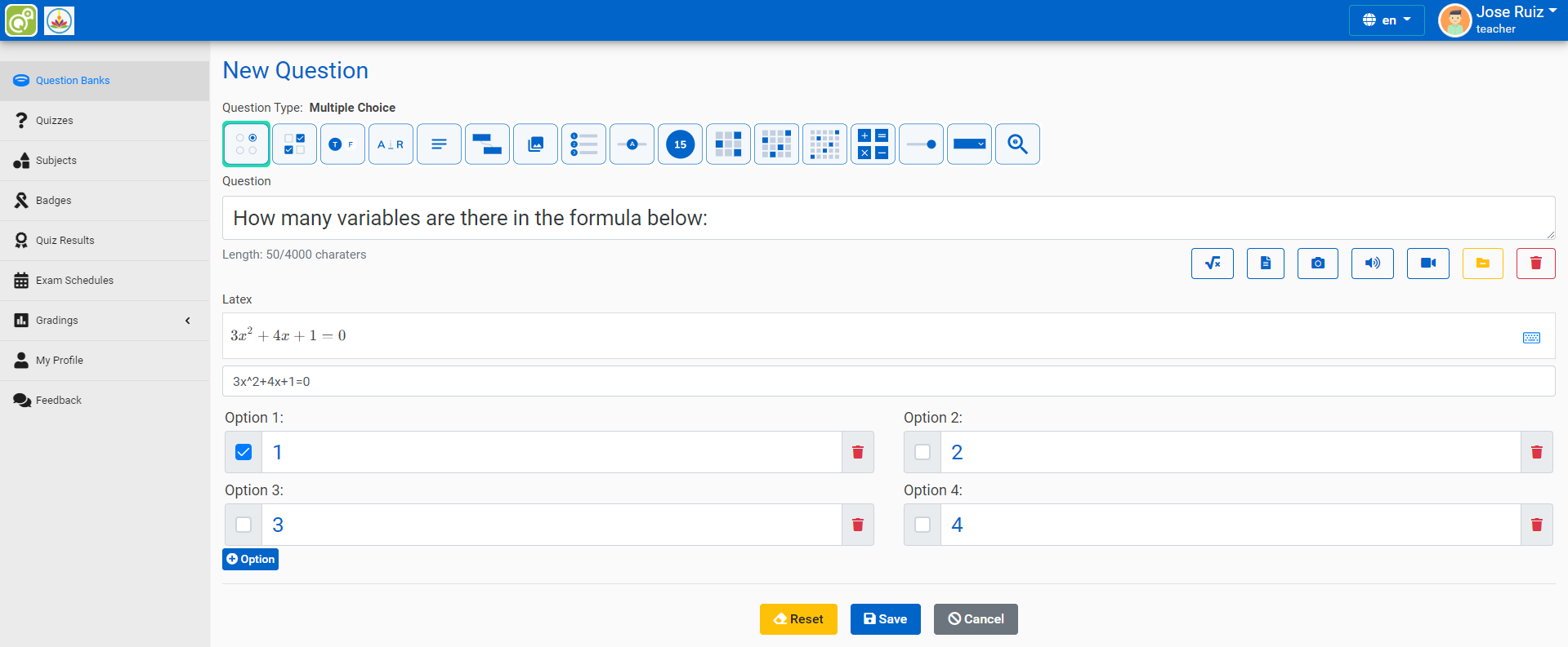 Frage in QB hinzufügen
