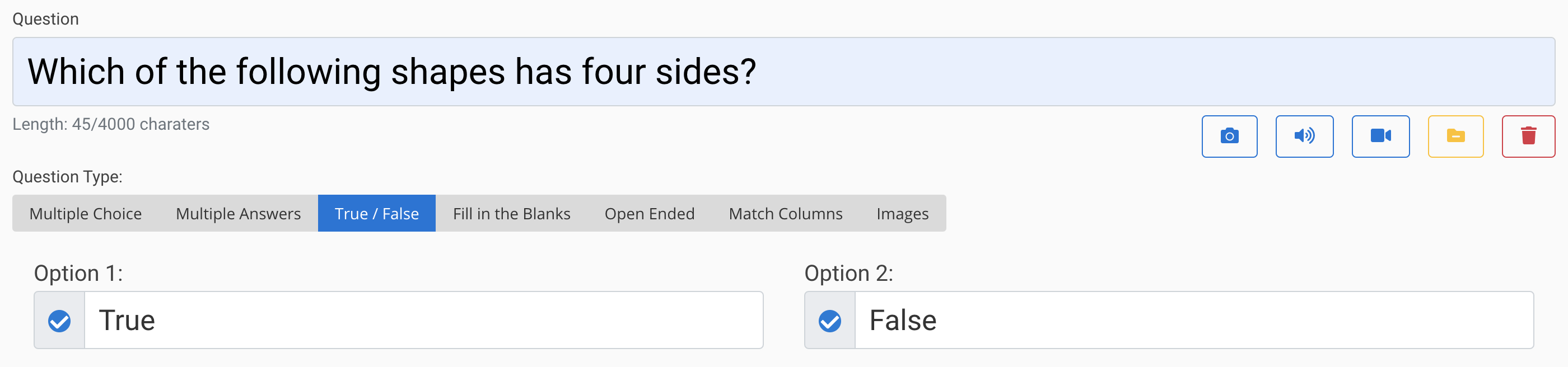 Frage mit mehreren Antworttypen