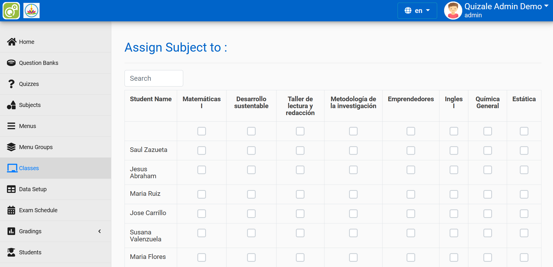 Assign Subjects to Students