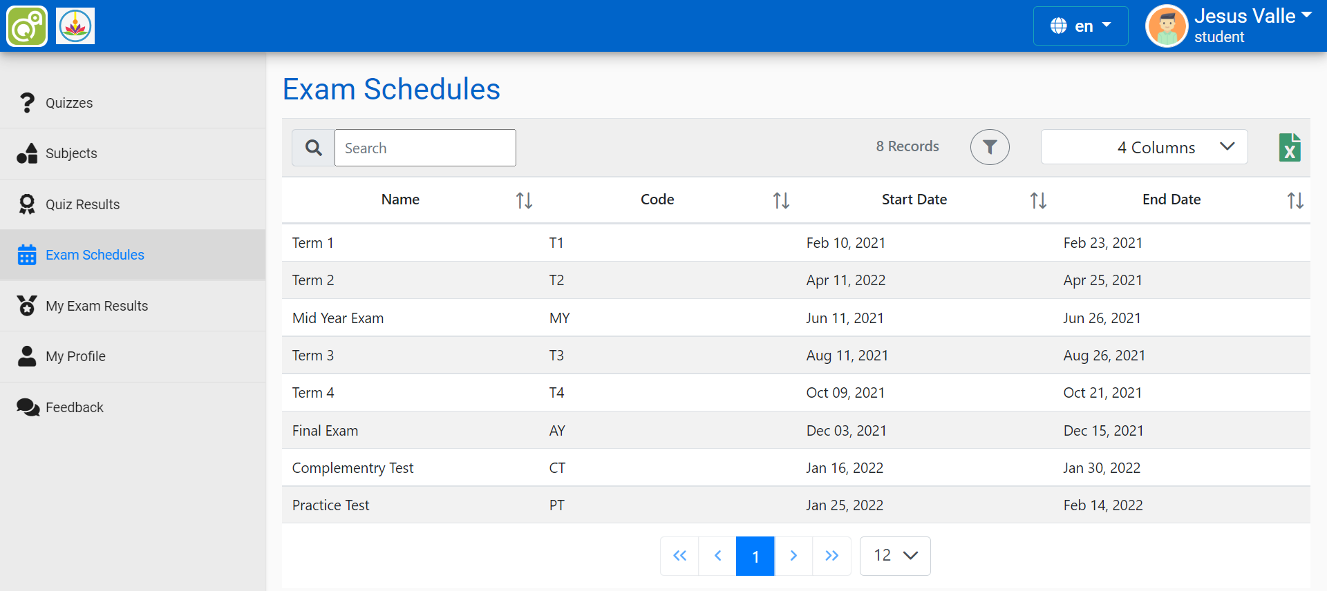 Exam Schedule