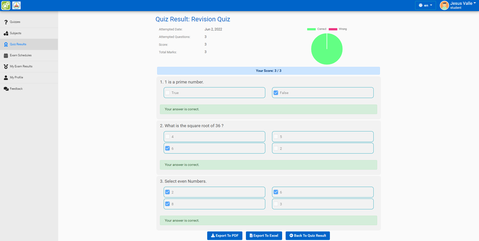 View Quiz Response